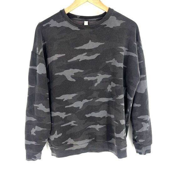 Athleta Sweatshirt Size Small Womens Black Gray Studio To Street Camo Shirt Top - Picture 1 of 8
